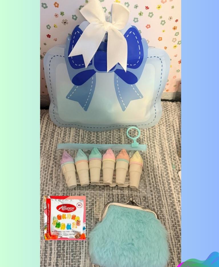 Kids Party Favor Gift Bag | Birthday Goodie | Pink, Blue, Red Treat Bag