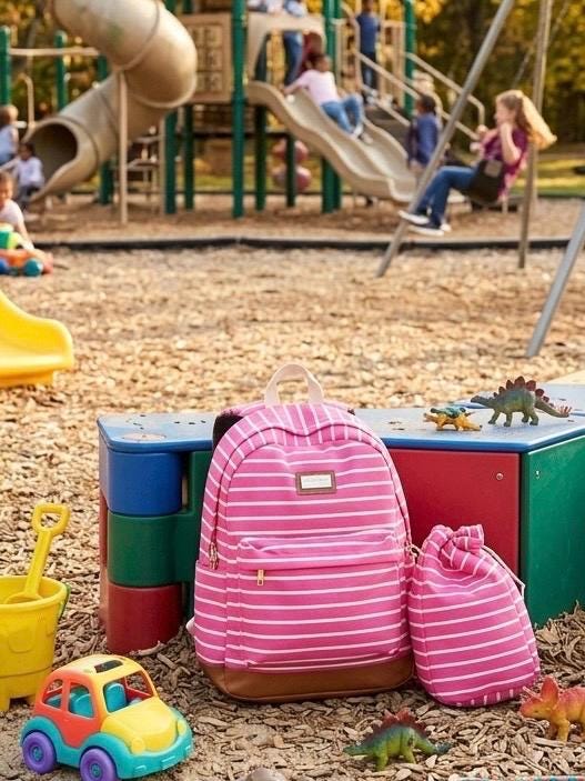Madden Girl Brand Pink Striped Backpack + Matching Lunch Bag Set | Only 4 Left!