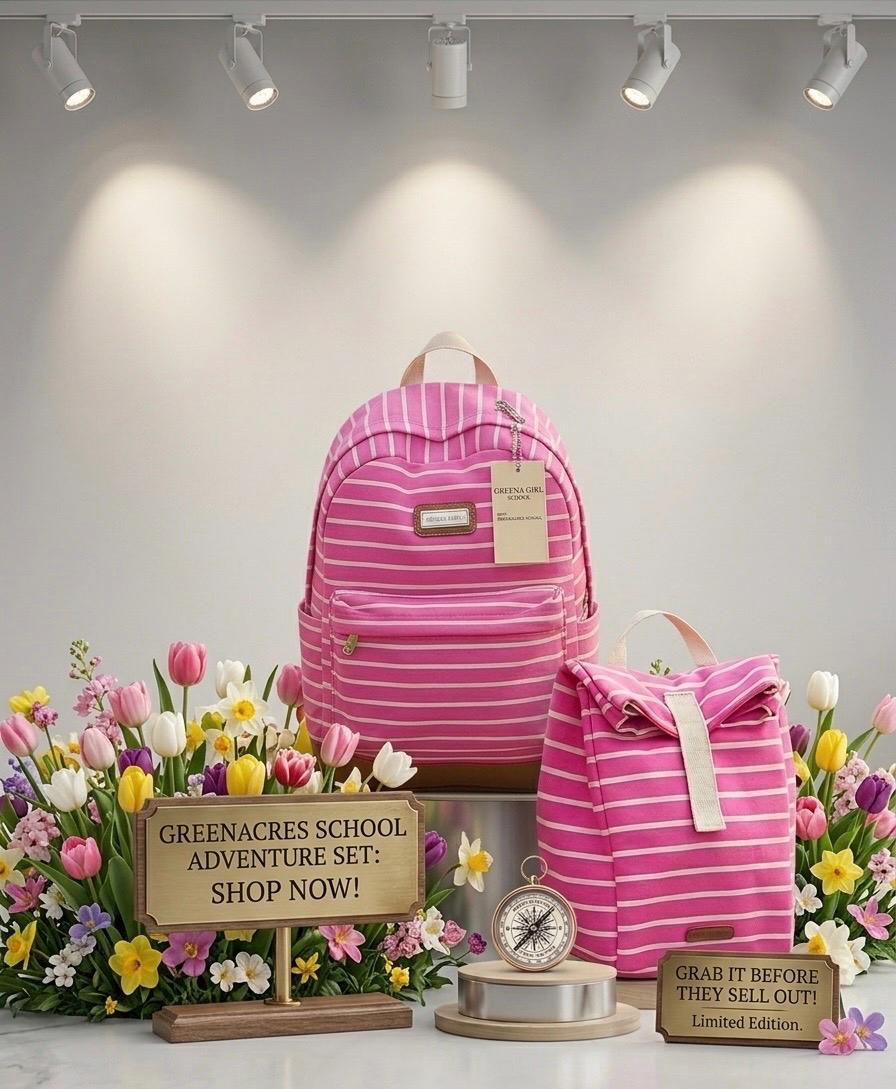 Madden Girl Brand Pink Striped Backpack + Matching Lunch Bag Set | Only 4 Left!