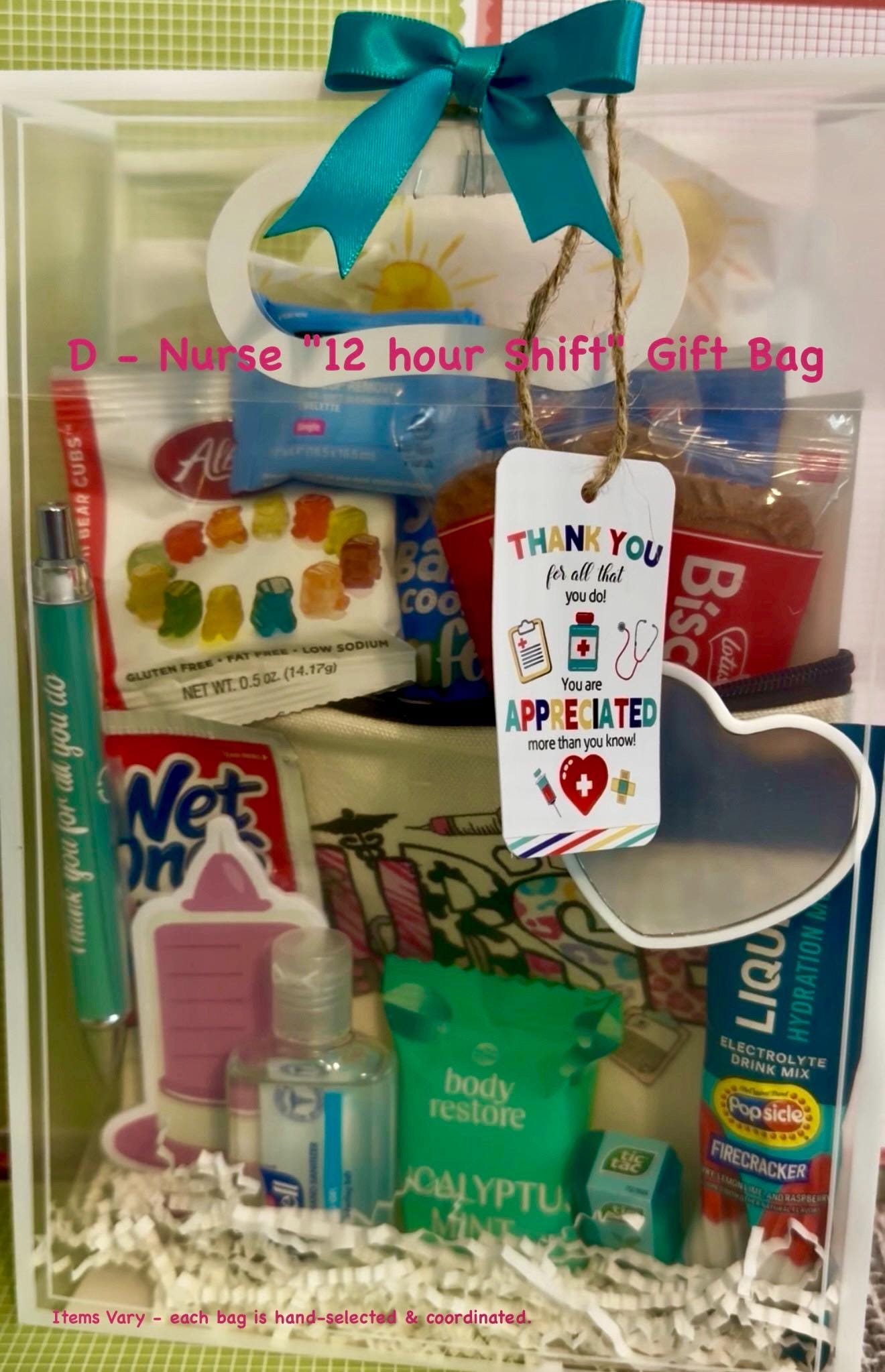 Nurse Appreciation Gift Bag | RN CNA Survival Kit | Healthcare Self Care Set