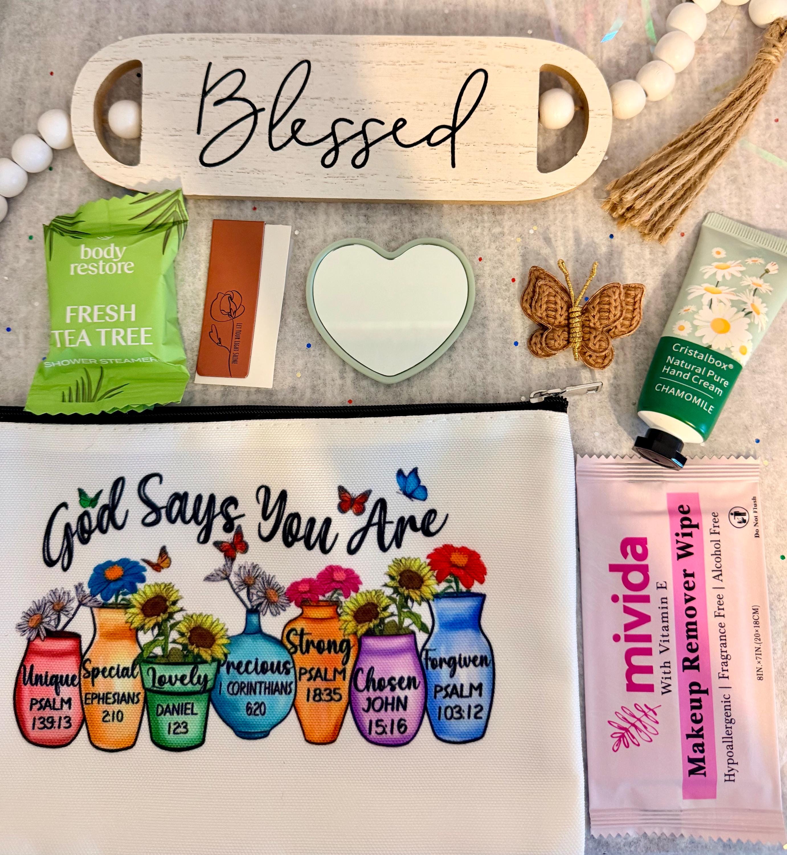 Christian Self Care Gift Bag | Faith Encouragement Spa Set, Bible Verse Pouch