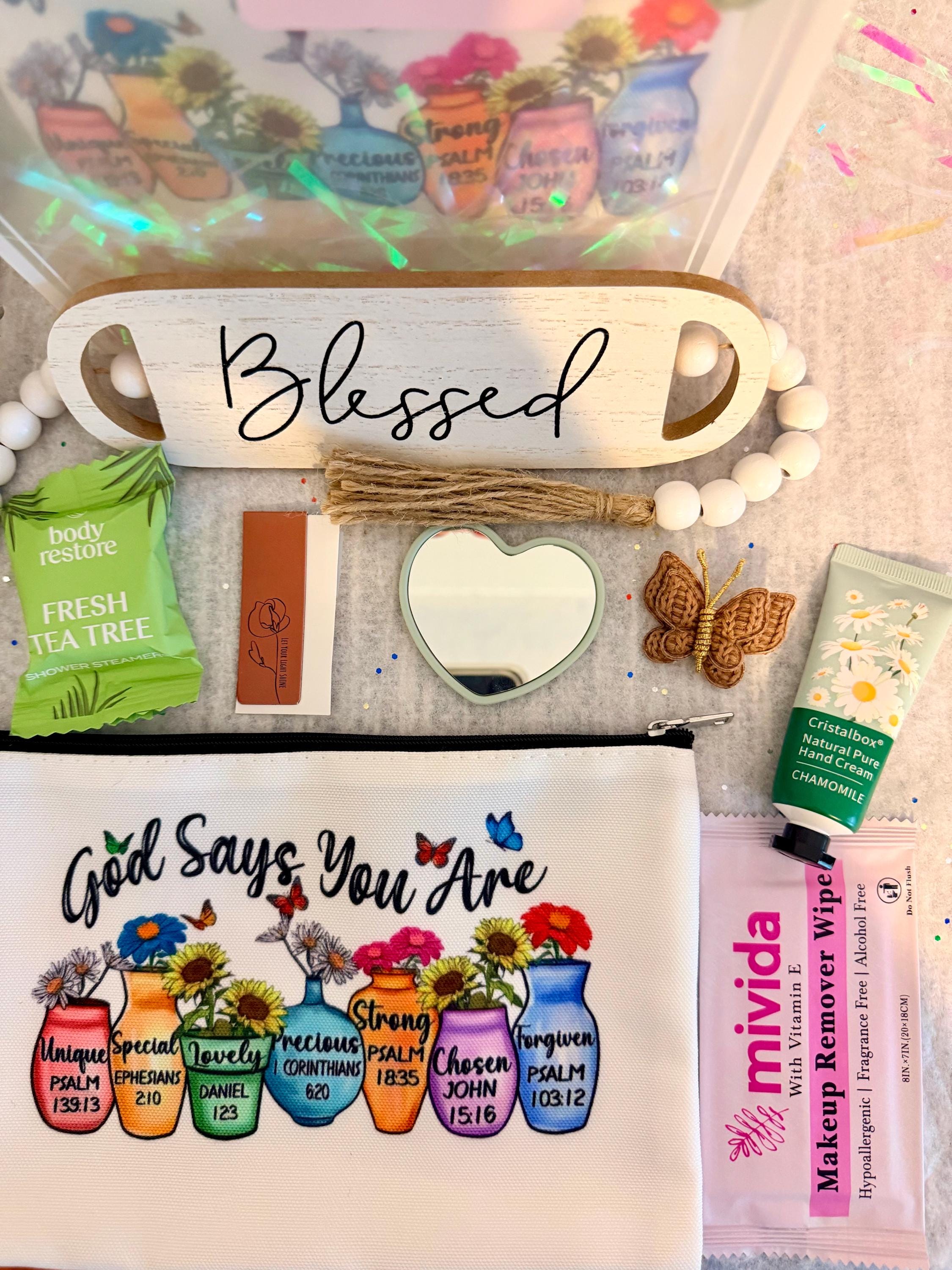 Christian Self Care Gift Bag | Faith Encouragement Spa Set, Bible Verse Pouch