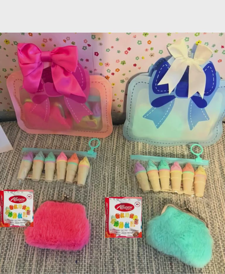 Kids Party Favor Gift Bag | Birthday Goodie | Pink, Blue, Red Treat Bag